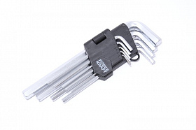 На сайте Трейдимпорт можно недорого купить Набор ключей Г-образных 6-гранных экстра длинных CR-V, 9 предметов (1.5,2,2.5,3-6,8,10мм), на пласти. 