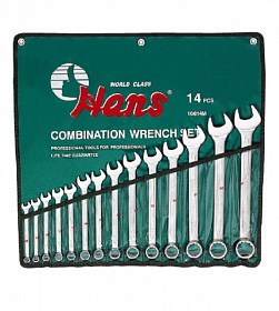 На сайте Трейдимпорт можно недорого купить Комплект ключей комбинированных 8-24мм 14шт Hans 16615M. 